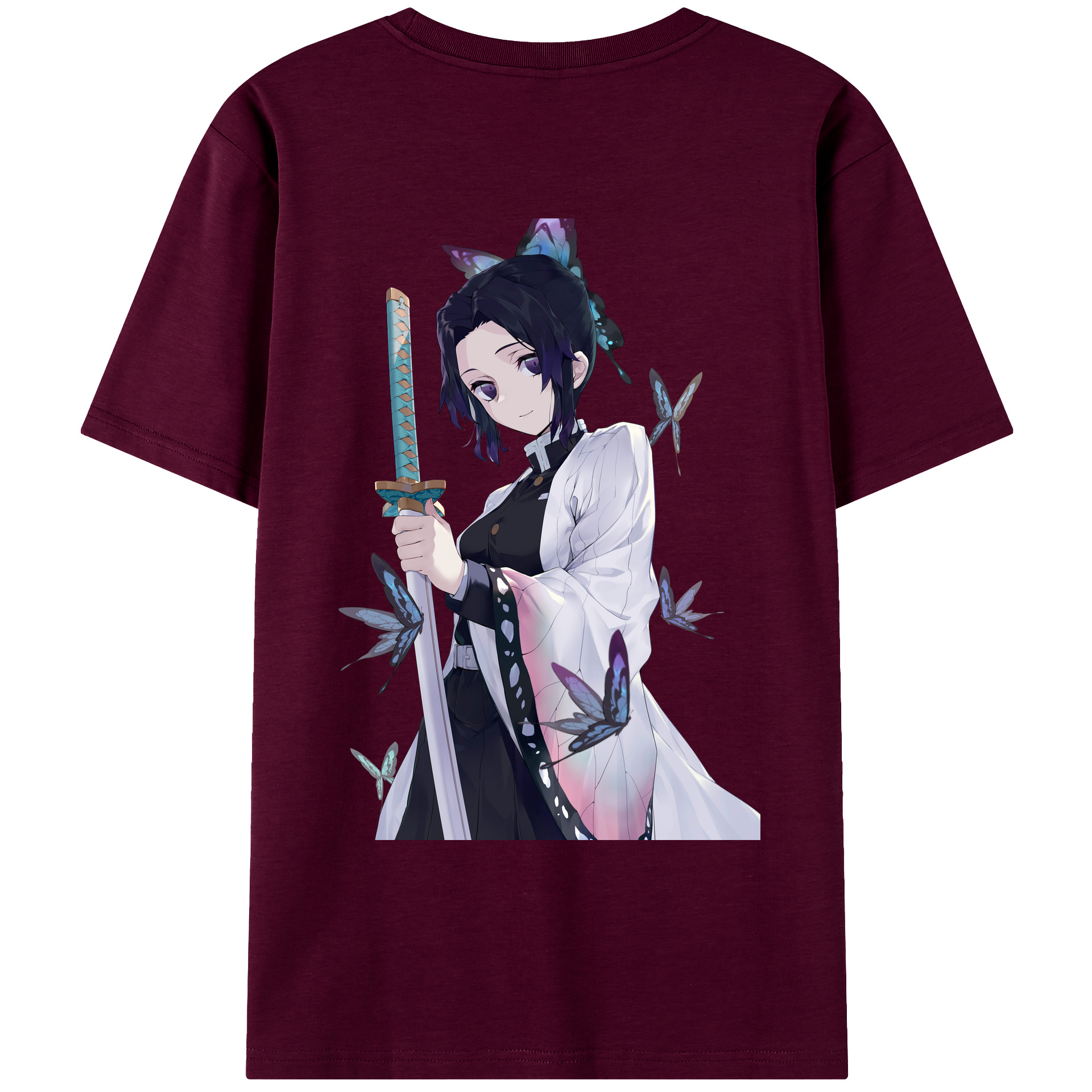 （画像用） 鬼滅の刃（きめつのやいば）蟲柱-胡蝶 しのぶ／こちょう しのぶ Kochou Shinobu レディース半袖Tシャツ(バックプリント)